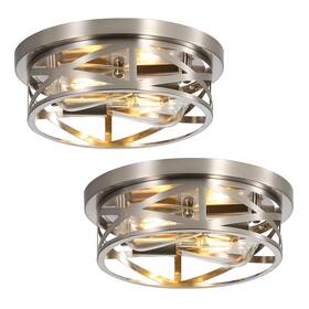 Youroke Yosl007-2 Brushed Nickle Flush Mount Ceiling Light 2-pack Nickel