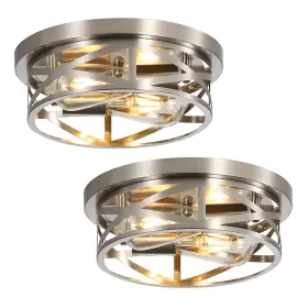 Yosl007-2 Youroke Brushed Nickle Flush Mount Ceiling Light 2-pack Nickel