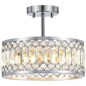 Yy241015006 Yurnyq Crystal Ceiling Light Fixture Modern Semi Flush Mount 12.2in Chrome
