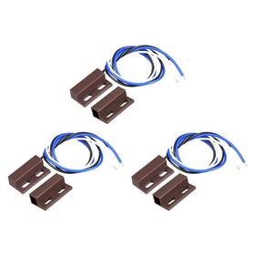 Zaplyte 752374527347 3 X Wired Door Contact Sensor No Nc Surface Mount Magnetic Reed Switch Brown