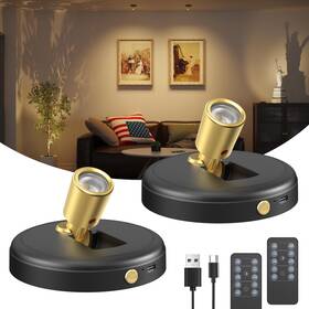 Zetunlo Ipb974 Spot Lights Indoor Led Spotlight Rechargeable Battery Wireless 2 Pack Black