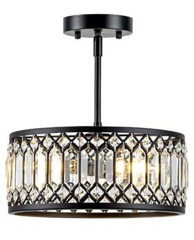 Zlepmlla 6870 Crystal Black Ceiling Light Modern Fixture 12.2