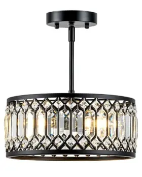 6870 Zlepmlla Crystal Black Ceiling Light Modern Fixture 12.2