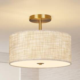 Zoryata Zo-cl-010 13 Inch Semi Flush Mount Ceiling Light Fixture Modern Textured Fabric