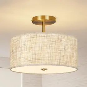 Zo-cl-010 Zoryata 13 Inch Semi Flush Mount Ceiling Light Fixture Modern Textured Fabric