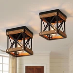 2 Rustic Farmhouse Wood Flush Mount Ceiling Light Small Pack, Black New. Price: $93.81.