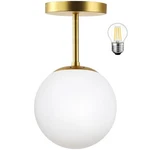 Mid Century Modern Globe Semi Flush Mount Ceiling Light Fixture Frosted Glass... New. Price: $63.74.