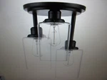 Globe Annecy 13 In. 3-LIGHT Matte Black Semi-flush Mount With Clear Glass Shades Open. Price: $29.71.