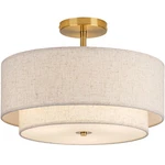 Calokes 16 Double Drum Gold 3 Light Semi Flush Mount Ceiling Classic New. Price: $118.25.