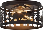 Rustic Flush Mount Ceiling 2-LIGHT Metal Fixture With Deer & Bear Design New. Price: $101.28.