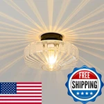 Mazu House Glass Semi Flush Ceiling Lights - 12 Vintage Mid Century Modern New. Price: $102.81.