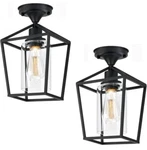 Melovom Clear Glass Semi Flush Mount Ceiling Light, Black Industrial 2 Pack New. Price: $44.99.