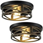 Flush Mount Ceiling Fixture,rustic Metal Black 2-LIGHT Hallway New. Price: $47.41.