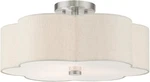 Lighting Solstice 3-LIGHT Semi Flush Mount With Oatmeal Shade, Nickel New. Price: $306.99.