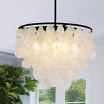 Coastal 17.7 Capiz Shell Chandelier, 4-LIGHT Pendant For Home Cor New. Price: $216.99.