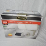 Defiant 180 Degree White Solar Motion Activated Led Security Light 1050 Lumens Open. Price: $29.95.