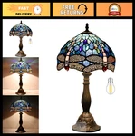 Werfactory Tiffany Stained Glass Dragonfly Table Lamp Blue Desk Light New. Price: $210.99.