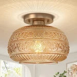 Oykyohei Semi Flush Mount Ceiling Light Fixture, 11" Vintage Gold 11IN, Amber New. Price: $128.36.