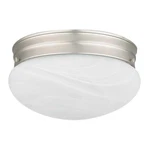 Sunset Lighting 8" Flush Mount Faux Alabaster Mushroom Glass, Satin Nickel Finis New. Price: $19.99.