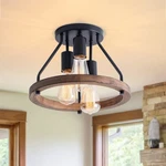 Viluxy Industrial Flush Mount Ceiling Light Fixture With Retro Wood Circle Sh... New. Price: $61.31.