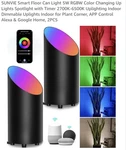Sunvie Indoor Smart Floor Can Up Lights 5W Rgbw Color Changing, Black, 2-PACK Open. Price: $40.84.