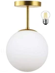 Mid Century Modern Globe Semi Flush Mount Ceiling Light Fixture Frosted Glass... New. Price: $57.81.