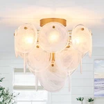 Modern Flush Mount Glass Ceiling Light, Gold Hallway Lights Vintage Chandelier, New. Price: $247.12.