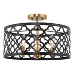 Kira Home Sutton 16" 3-LIGHT Modern Semi-flush Mount Ceiling Light, Metal Drum Open. Price: $48.00.