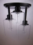 Globe Annecy 13 In. 3-LIGHT Matte Black Semi-flush Mount With Clear Glass Shade Open. Price: $35.95.