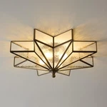 Ceiling Light Flush Mount 19.5 Bronze Glass Art Deco Mazu House Star Brass Black New. Price: $209.99.