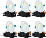 Sunco Lighting 6 Pack 4-INCH Canless Led Recessed Downlights Dimmable 5CCT 12W Open. Price: $48.48.