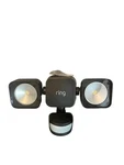 Ring Battery Powered Black 2-LIGHT Flood W/ Motion Sensor, App Control Open. Price: $45.00.