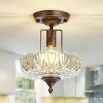 Uofus Glass Ceiling Light Fixture Vintage Small Semi Flush Mount Chandelier Oil New. Price: $67.57.