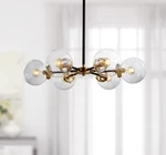 Jonathan 28"CONTEMPORARY Transitional Cluster Pendant, Black/brass Gold New. Price: $274.99.