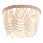 Flush Mount Ceiling Light 3 Wood Beaded Bohemia Antique White Viluxy Rustic Mini New. Price: $104.99.