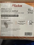 Aida Matte White Single Pole Decorator Light Switch, 20 Pack Open. Price: $29.99.
