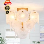 Vanzarla Modern Flush Mount Glass Ceiling Light, Gold Hallway Lights New. Price: $144.98.