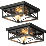 Kondras 2-LIGHT Industrial Square Flush Mount Ceiling Light, 2-PACK, Black New. Price: $80.48.