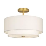 Calokes 16" Dual Drum Gold 3-LIGHT Semi Flush Mount Ceiling Light, New. Price: $117.17.
