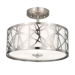 3-LIGHT Semi Flush Mount Ceiling Light, 12.6" Drum With White Fabric Sh... New. Price: $77.72.