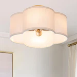 Viluxy Semi-flush Mount Ceiling Light Fixture Cream White Fabric Drum Shade Anti New. Price: $82.83.