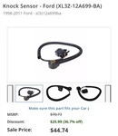XL3Z12A699BA Knock Sensor Ford Explorer Ranger Mustang Mazda B4000 Mercury New. Price: $25.00.