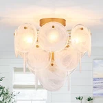Vanzarla Modern Flush Mount Glass Ceiling Light, Gold Hallway Lights Vintage New. Price: $124.92.