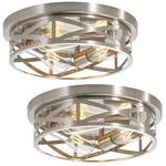 Wyneyet 2 Pack Close To Ceiling Fixtures 3-LIGHTS Brushed Nickel Flush New. Price: $96.54.
