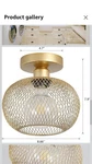 Vintage Modern Semi Flush Mount Ceiling Light - Brass & Floral Glass Shade New. Price: $24.99.