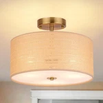 Clarsyne 13" Boho Woven Rattan Ceiling Fixture, 3-LIGHT Semi Flush Mount New. Price: $64.22.