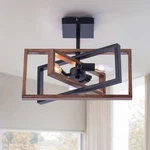Industrial Rectangle Flush Mount Ceiling E12, Faux-wood & Black New. Price: $79.56.