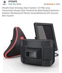 Htzsafe Solar Wireless Driveway Alarm System 1/4 Mile! 2 Sensors Open. Price: $44.99.