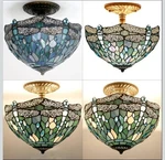 Werfactory Elegant Sea Blue Dragonfly Tiffany Semi Flush Mount Ceiling Light- 16 New. Price: $94.57.