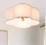 Viluxy Semi-flush Mount Ceiling Light Fixture Cream White Fabric Drum Shade New. Price: $19.00.